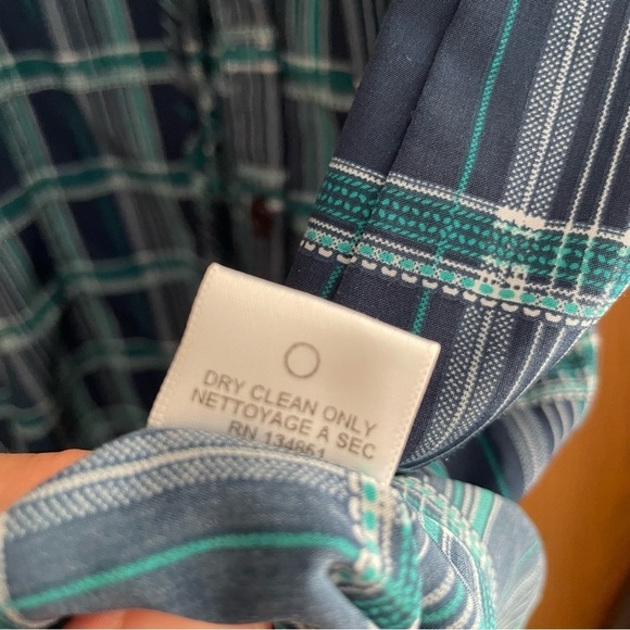 Marabelle Blue Green Plaid Cinch Waist Shirt Dress - Picture 9 of 10